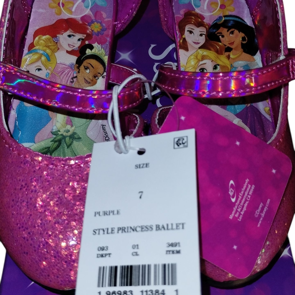 Disney Princess Pink Glitter Shoes Size 7 Brand New In Box - Picture 6 of 7